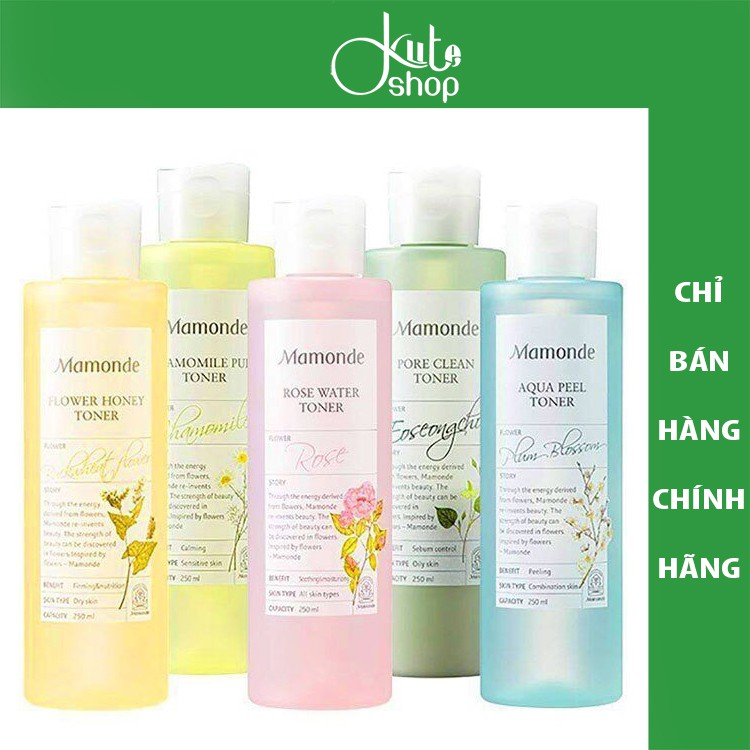 Toner diếp cá, hoa hồng, tẩy da chết Mamonde Toner các loại 250ml