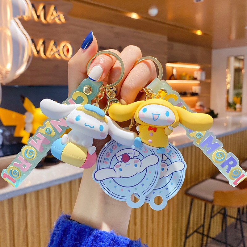 Disney Móc Chìa Khóa Hình Cinnamoroll 3D Dễ Thương Nhỏ Gọn