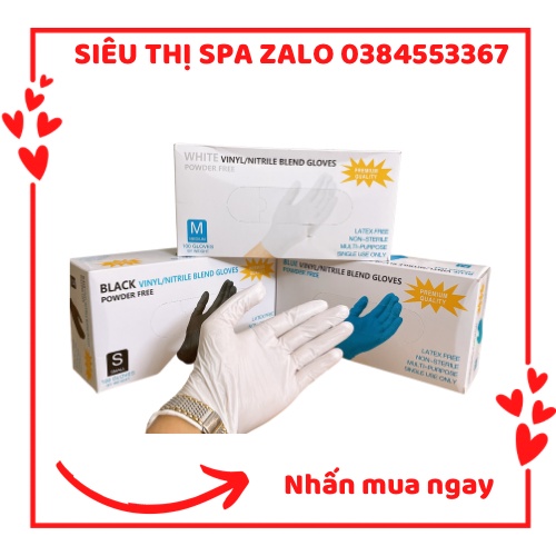 Găng Tay Y Tế Không Bột Hộp 100 Chiếc, Bao Tay Cao Su Y Tế ,Sử Dụng Trong Tóc Phun Xăm Spa