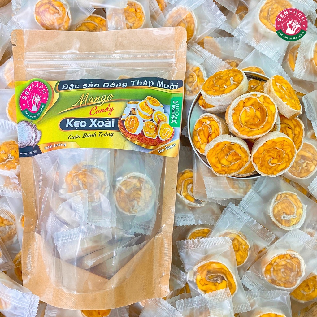 COMBO 4 bịch kẹo trái cây cuộn  bánh tráng Senfarm
