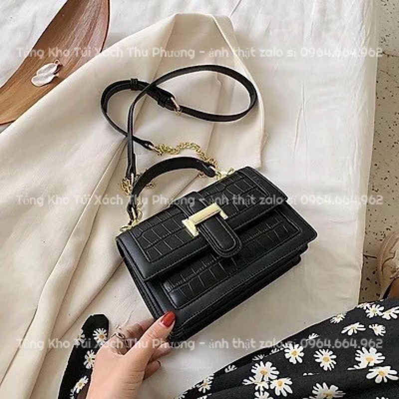 Túi đeo chéo có quai xách chữ H chất da cao cấp phong cách hàn quốc siêu xinh