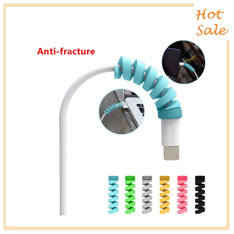 Set 10 Phụ Kiện Bảo Vệ Dây Cáp Hình Xoắn Ốc Bằng Silicon Tiện Dụng