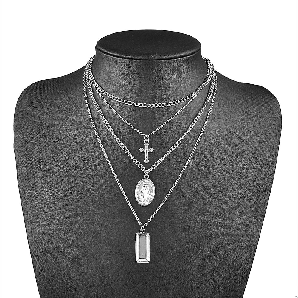 Dây Chuyền Lớp Mặt Hình Thánh Giá Phong Cách Boho