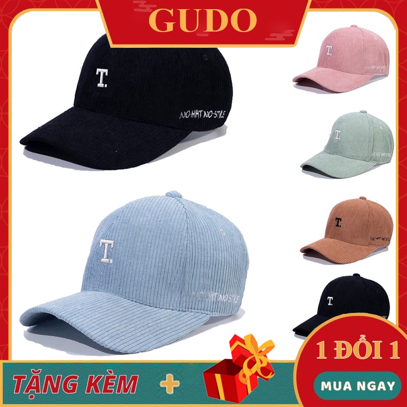 Mũ Lưỡi Trai Nón Kết Nhung Cao Cấp Thêu Chữ T Nhung gân 480B Phong Cách Ulzzang Form Unisex Nam Nữ