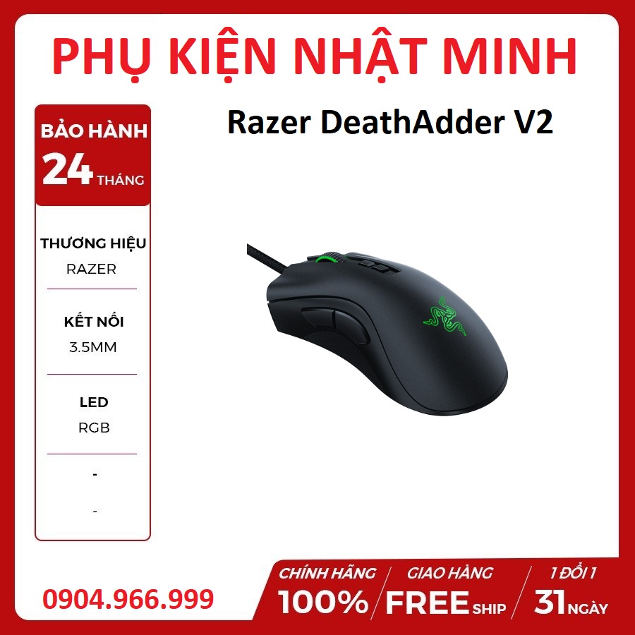 [Hàng chính hãng] Chuột chuyên game Razer DeathAdder V2/ V2 mini có led RGB có dây đẳng cấp thương hiệu BH 24 THÁNG