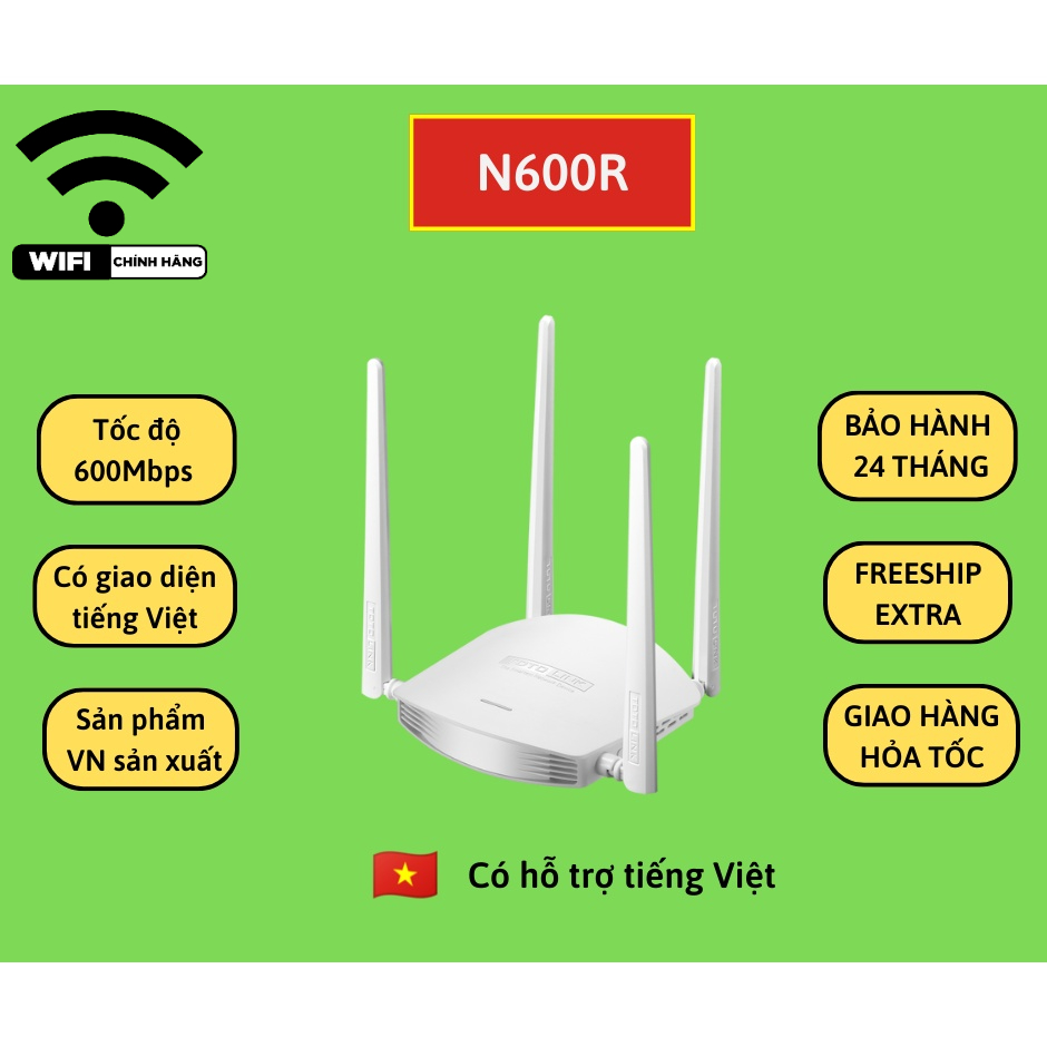 Cục phát wifi chuẩn N tốc độ 600Mbps TOTOLINK N600R– router wifi Chính hãng bảo hành 24 tháng | BigBuy360 - bigbuy360.vn