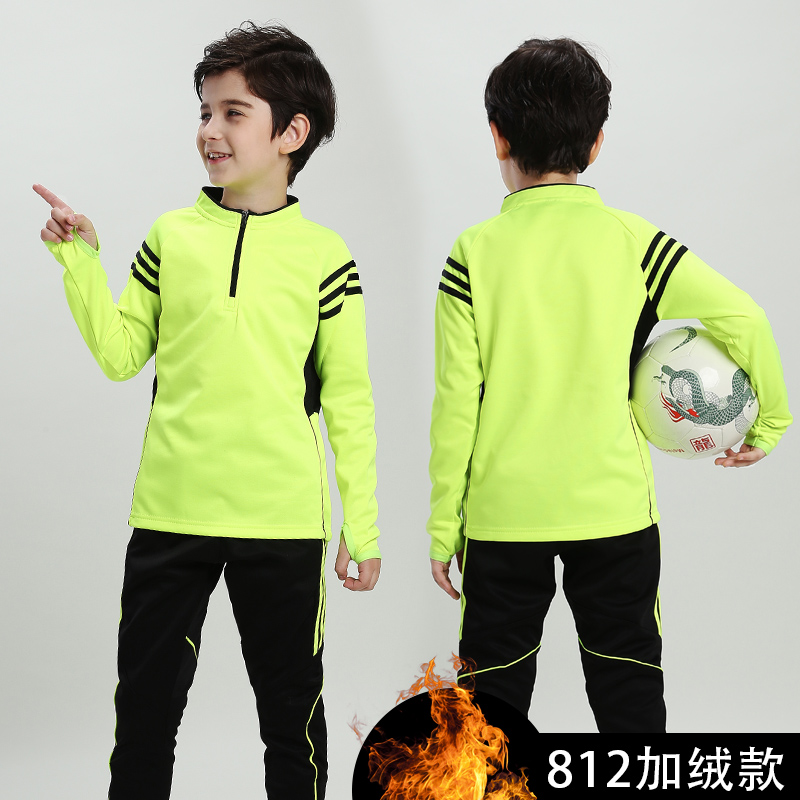 Bộ quần áo thể thao bóng đá Bộ quần áo tập luyện nhung mùa thu đông cho trẻ em quần áo thi đấu bóng đá cho học sinh tiểu