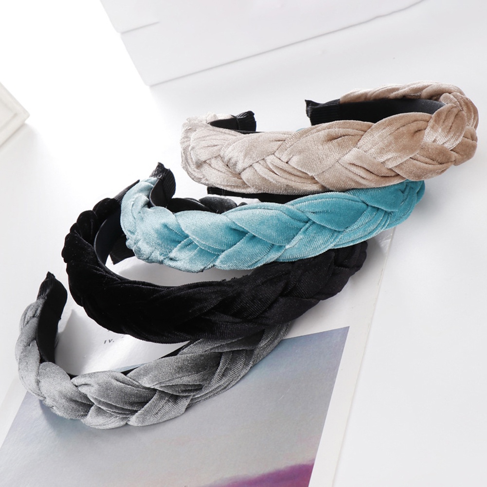 Băng Đô Cài Tóc Nữ Dạng Tết Bím Màu Trơn Thời Trang