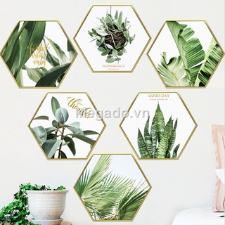 Decal hình lục giác dán tường cây xanh A204