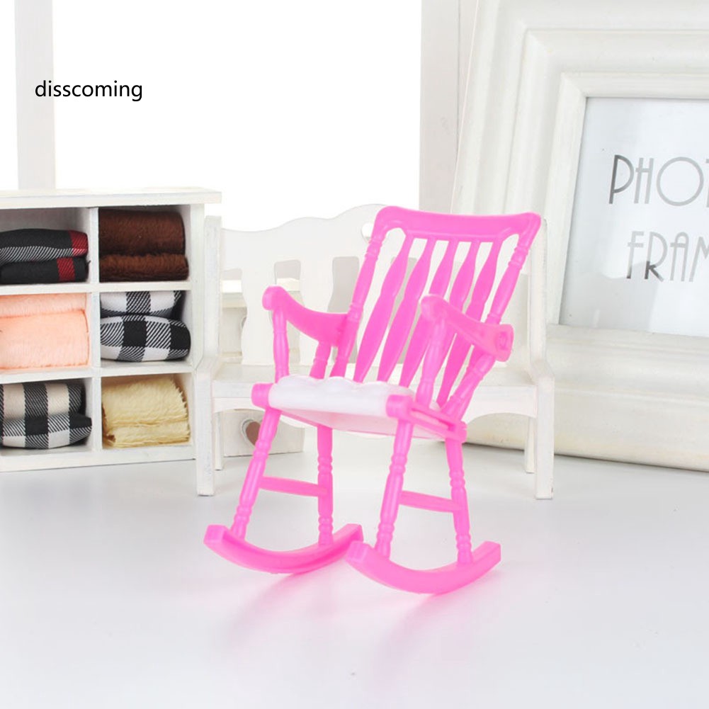Mini Plastic Miniature Doll Furniture Rocking Chair Model Toy Gift for Dollhouse