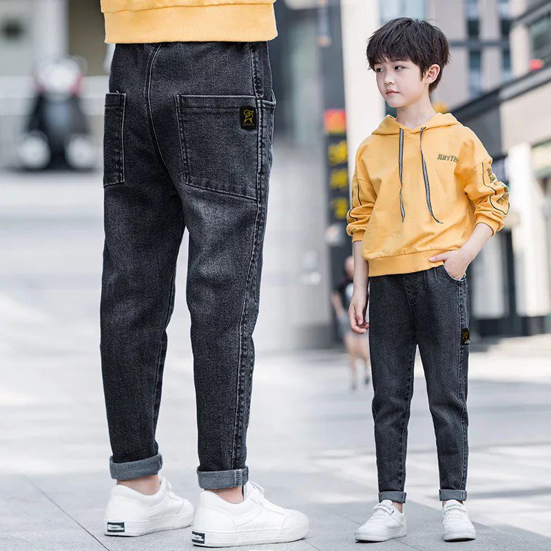 Quần Jeans bé trai max 57kg - Logo GANANA - Jeans co giãn 4 chiều size đại