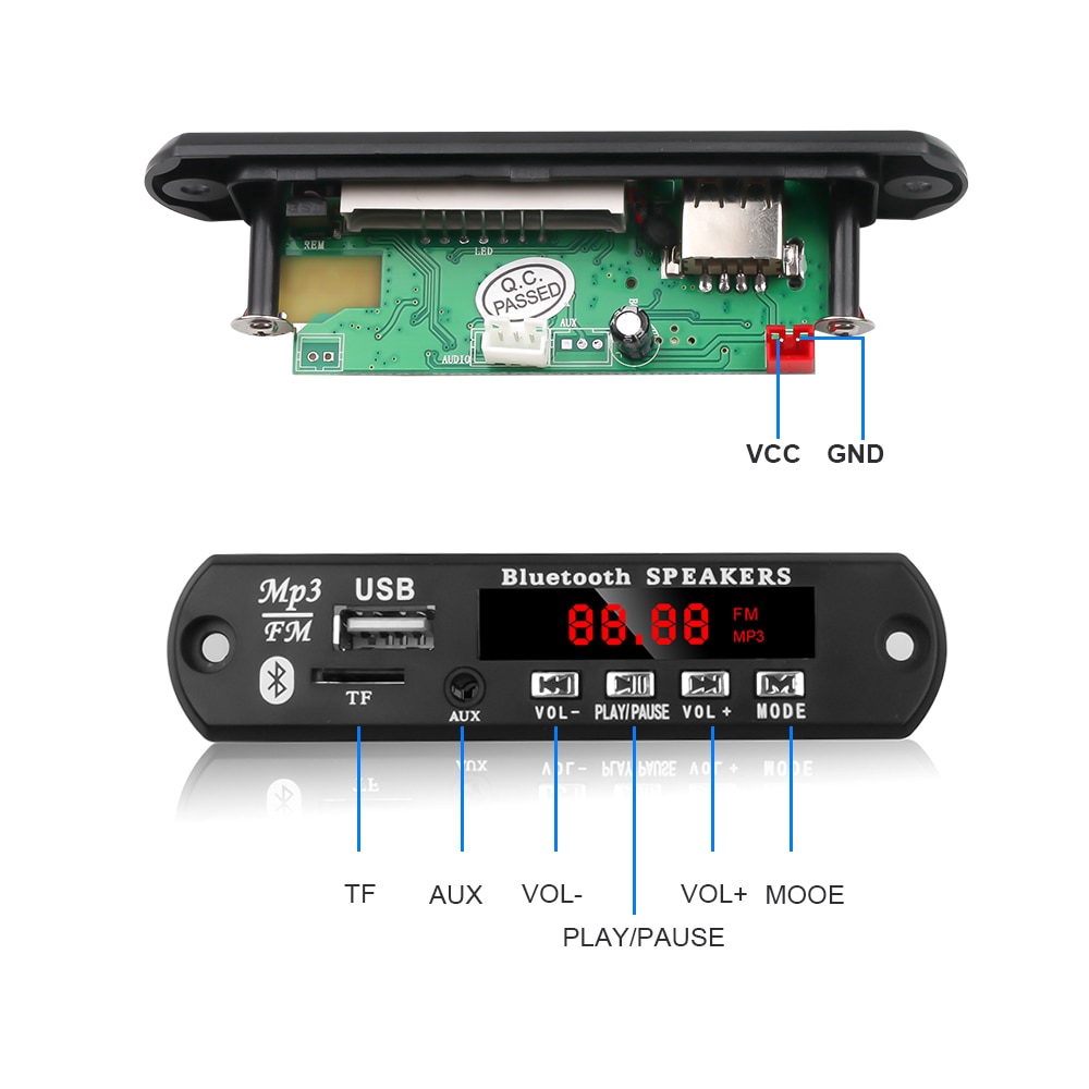 Mô Đun Giải Mã Âm Thanh Mp3 Wma 5v 12v Usb Sd / Tf Aux Fm Cho Xe Hơi