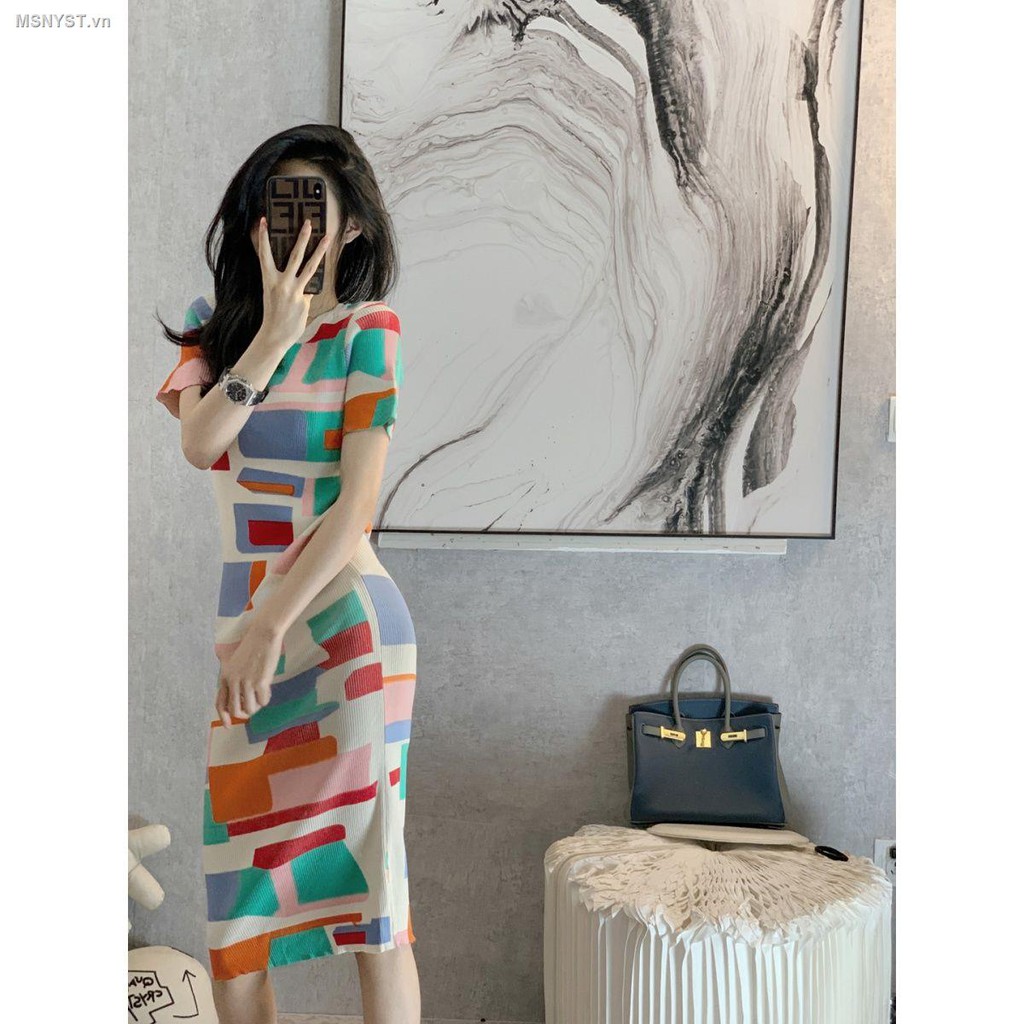Đầm body dệt kim dáng dài thời trang Pháp cho nữ 2021
