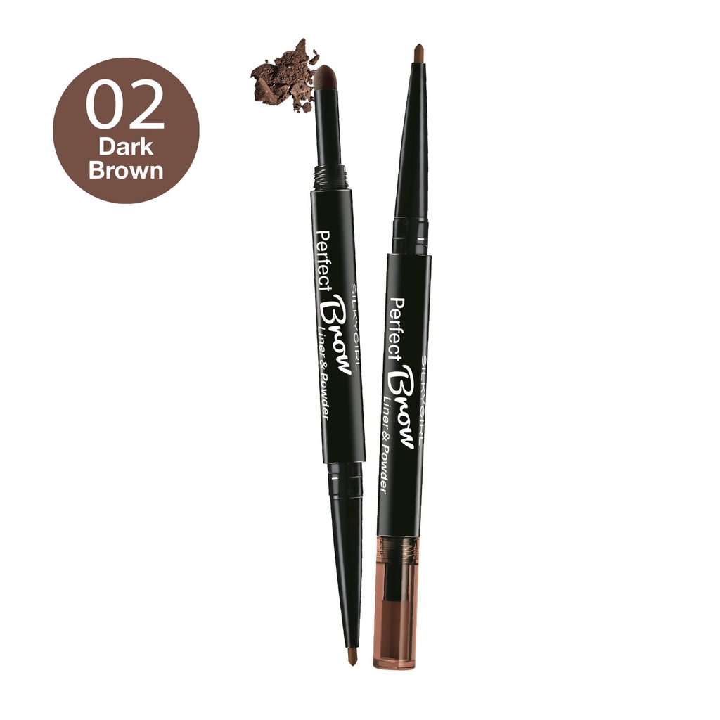 Chì Định Hình Mày 2 Đầu Silkygirl Perfect Brow Liner & Powder (Nâu Tối & Nâu Tự Nhiên)