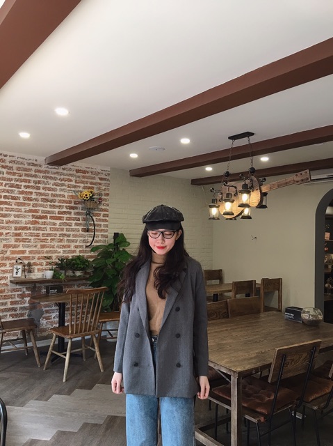 Vest 6 cúc ba màu Đen/Be/Xám