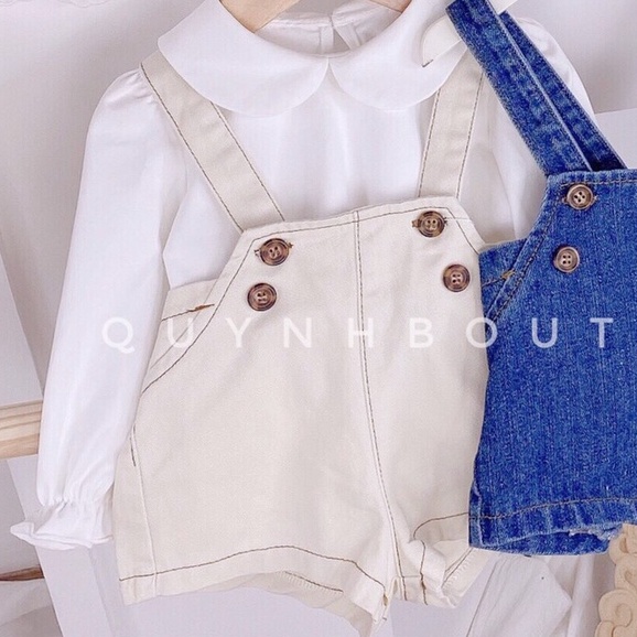 Quần áo trẻ em [ QUỲNH BOUTIQUE ] yếm jean hai dây xinh cho bé