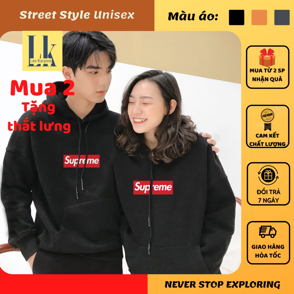 Áo khoác nỉ Hoodie - Áo Hoodie nam nữ form rộng CAO CẤP phong cách Hàn Quốc in hình SUPREME – thời trang unisex
