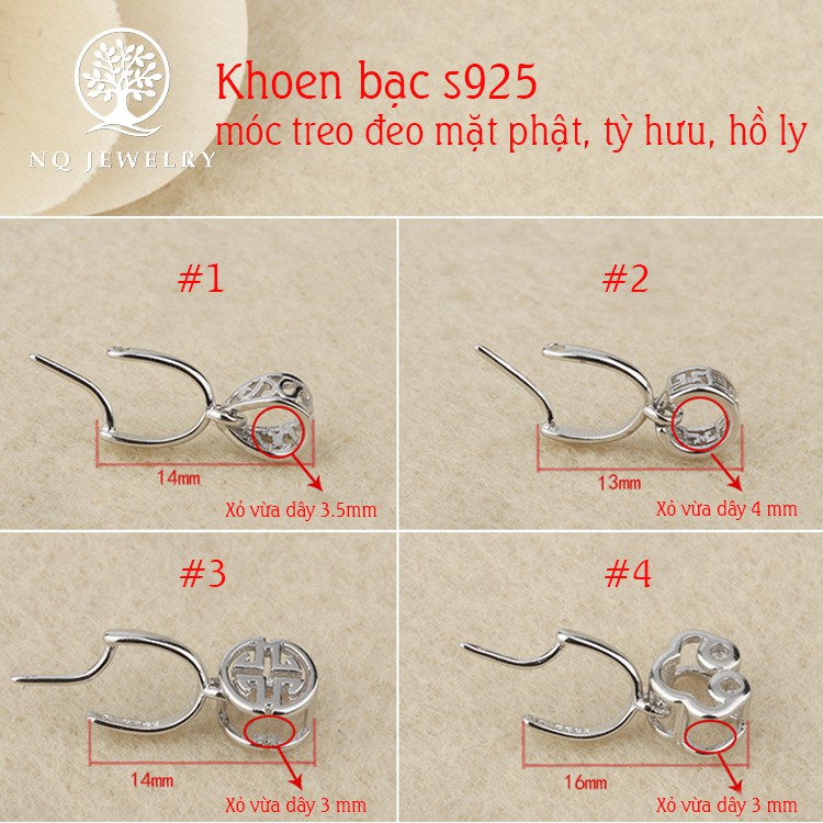Charm bạc khóa - Khoen bạc móc mặt - NQ Jewelry