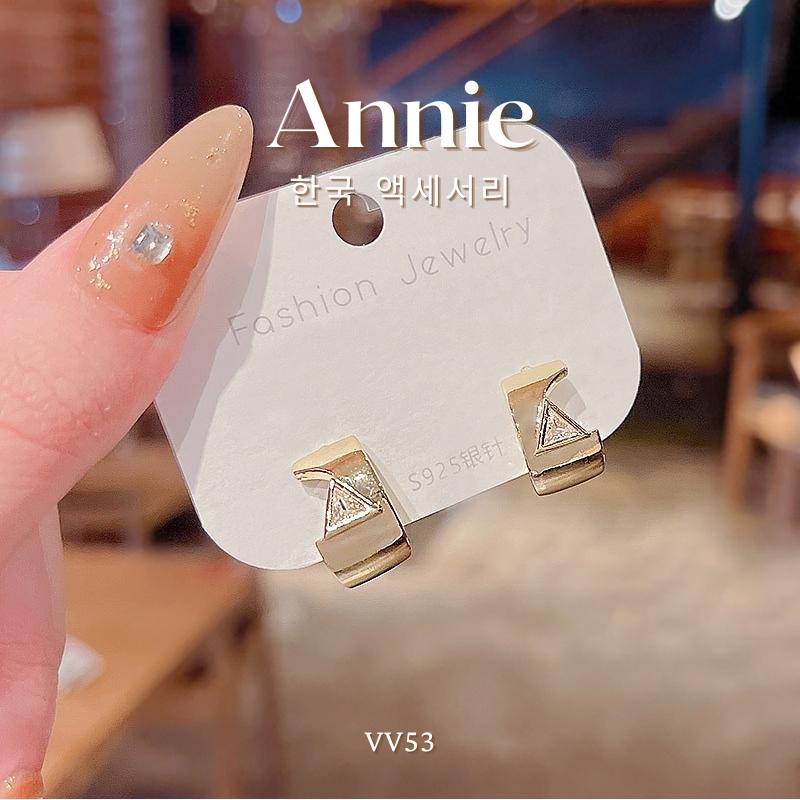 Bông tai chuôi bạc 925 mạ vàng cá tính cao cấp kiểu dáng hàn quốc sang trọng Annie - VV53