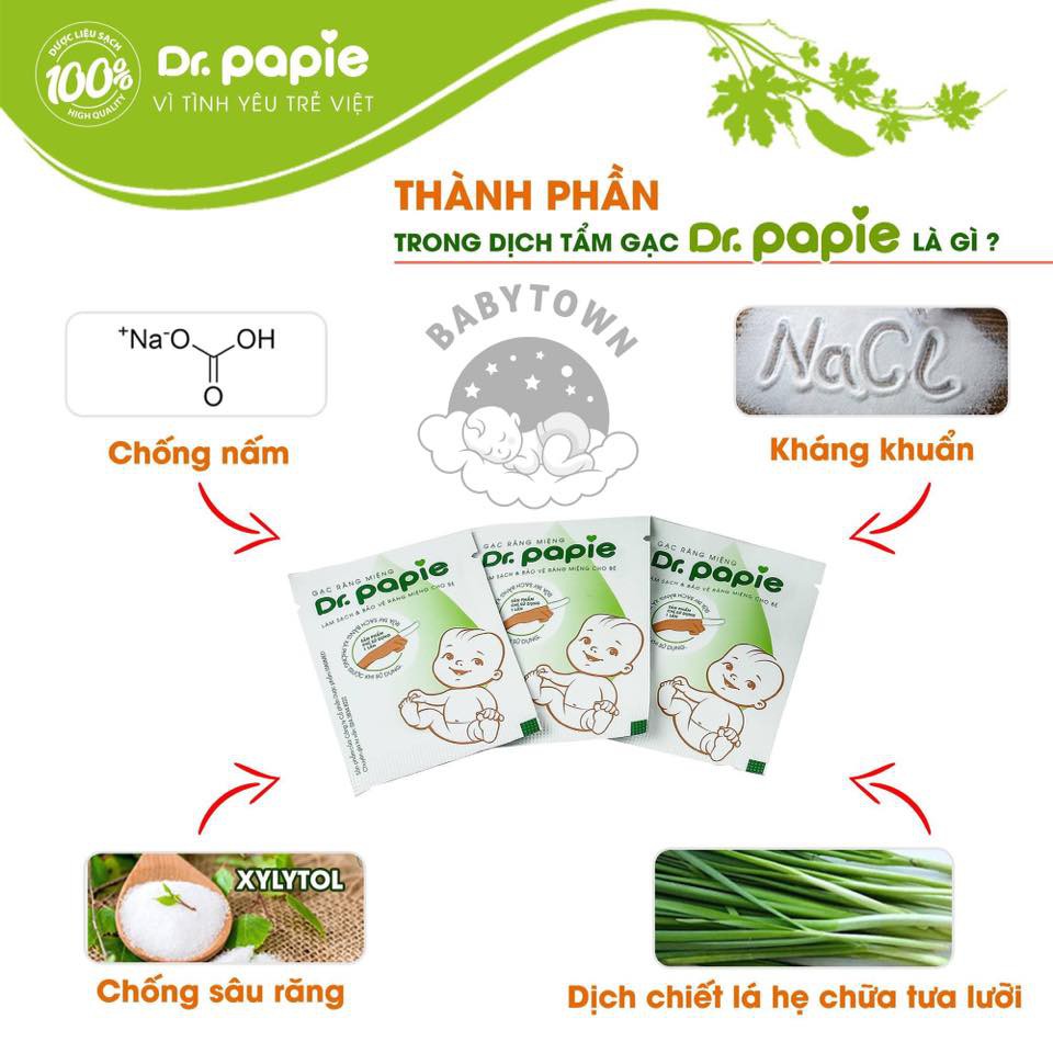 Gạc rơ lưỡi Dr.Papie ( Hộp 30 gói)