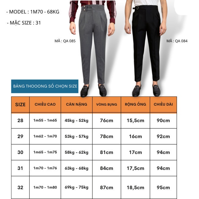 Quần âu nam cạp cao RIO kiểu dáng Hàn Quốc lịch lãm, sang trọng, chất liệu vải đẹp co giãn thoải mái