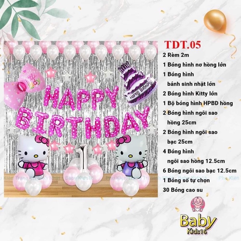 (TẶNG BƠM VÀ PHỤ KIỆN)Set bóng trang trí sinh nhật ,bóng nhôm happy birthday hồng xanh cho bé trai và bé gái