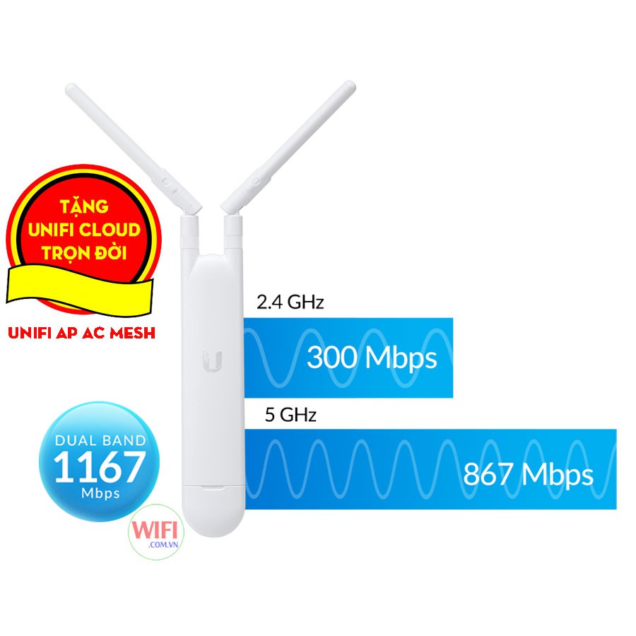 Bộ Phát Wifi Unifi AP AC Mesh - Hai băng tần chuẩn AC - Tốc độ 1167Mbps - Tải 100 User