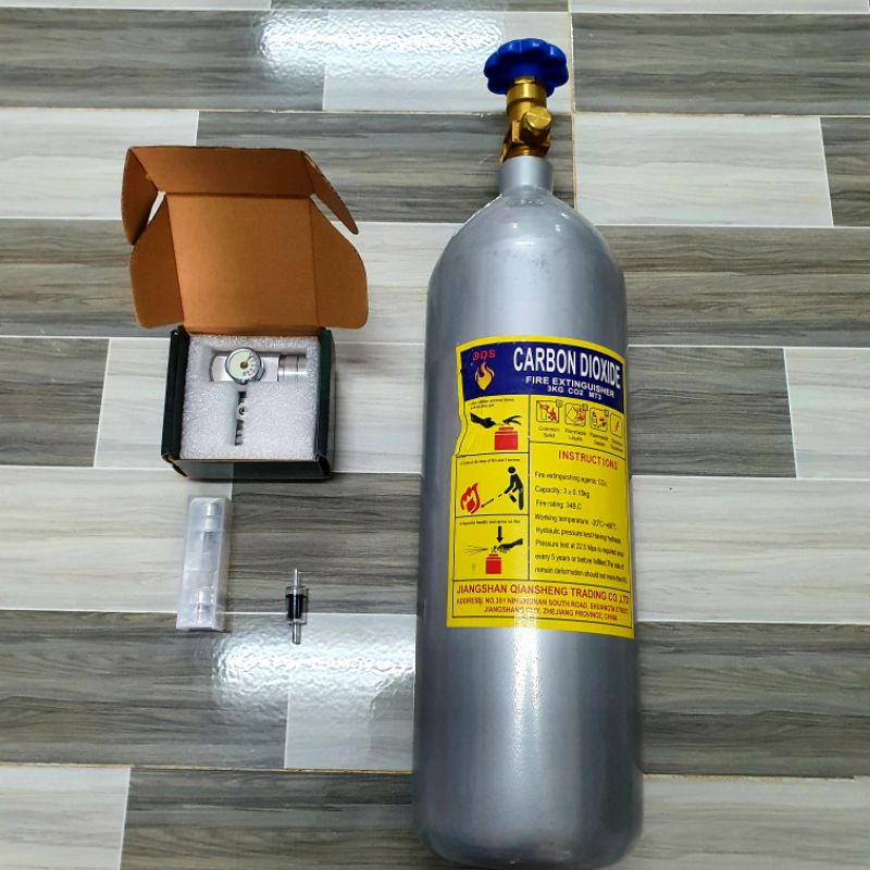 Bình CO2 Thuỷ Sinh 3kG, Full Khí | Bình CO2 Sắt 3kG Kèm Van Mufan