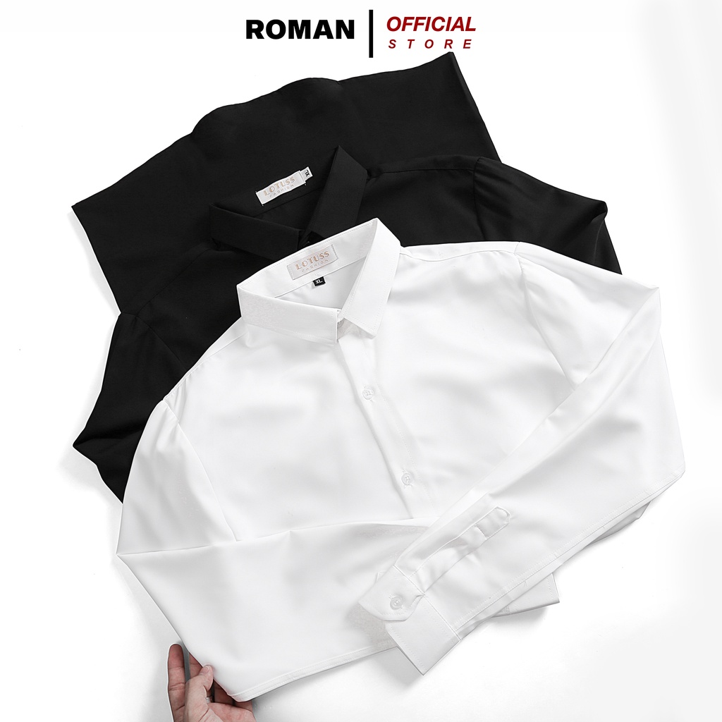 Áo sơ mi nam trơn basic dài tay vải lụa thời trang cao cấp ROMAN SM01