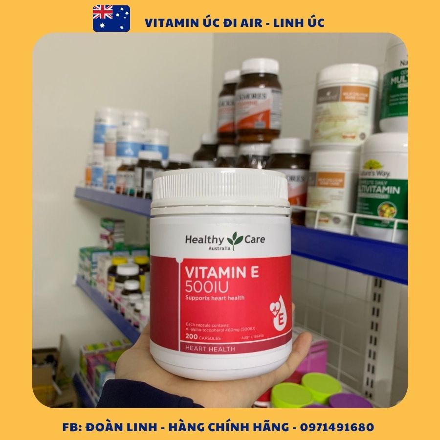 Viên uống đẹp da, hỗ trợ sức khỏe Healthy Care Vitamin E - Hộp 200 viên, Hàng Chuẩn Úc Đi Air, Healthy Care vitamin E