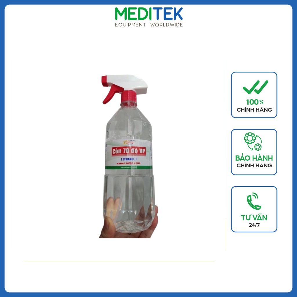 Cồn 90 độ, chai 1L, Cồn Khử Trùng Vệ Sinh Dụng Cụ, Sát Khuẩn Tay có vòi xịt