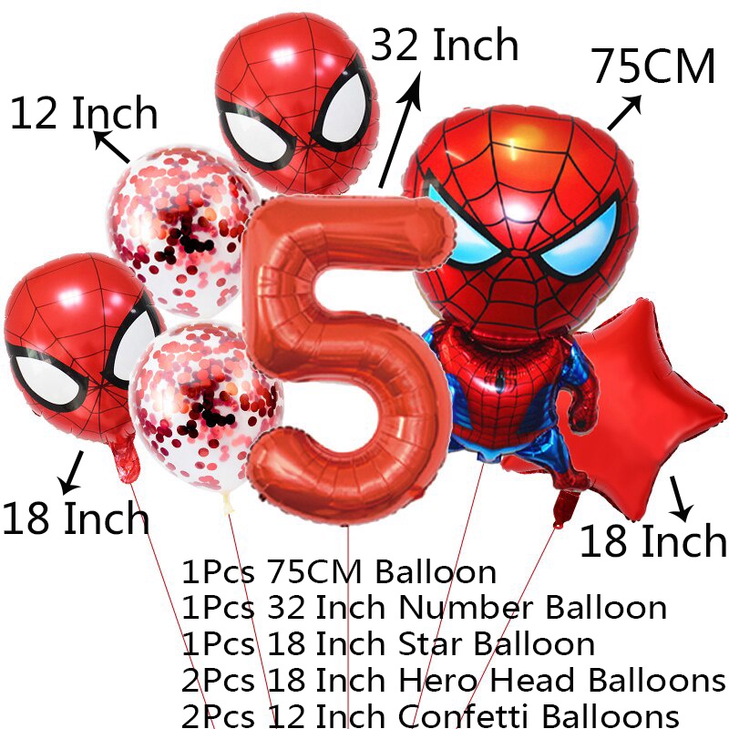 Set 7 bong bóng lá nhôm họa tiết siêu anh hùng trang trí tiệc sinh nhật cho bé