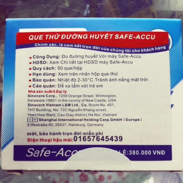 50 que test + 50 kim chích máu Safe - Accu