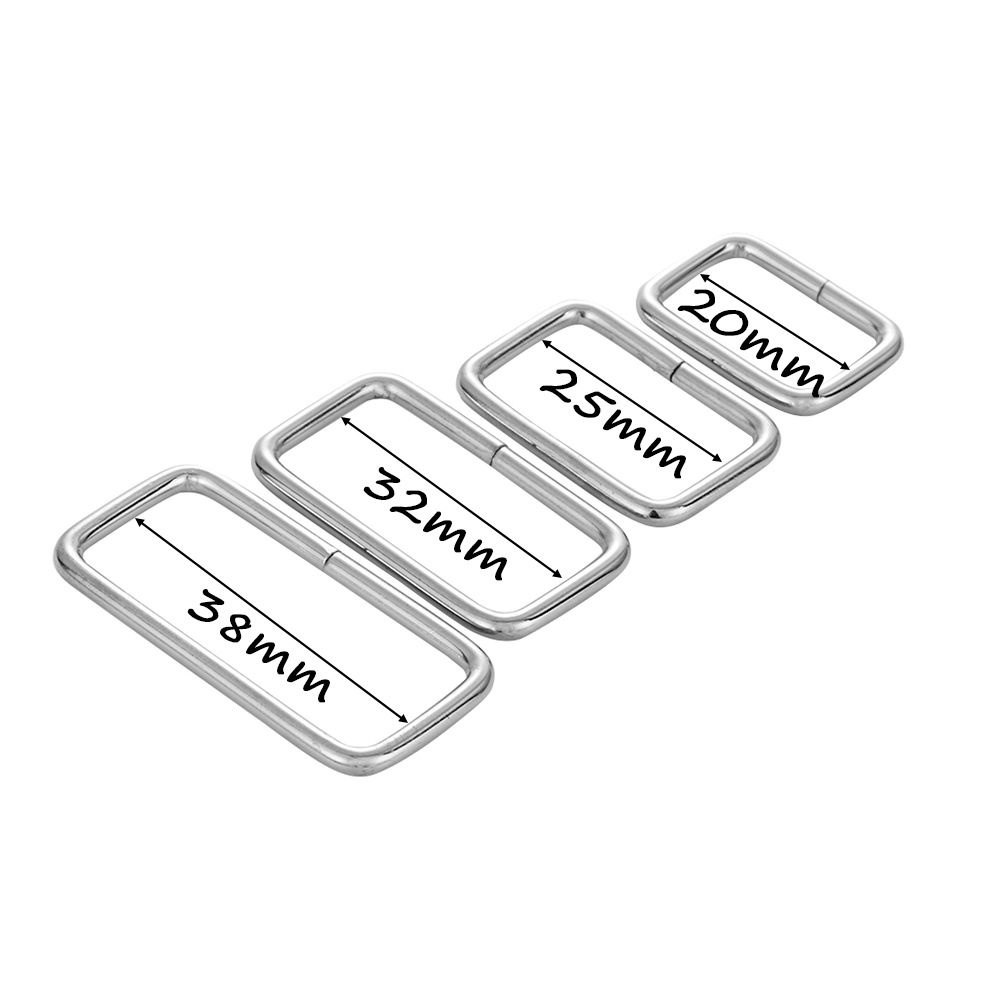 LAKAMIER 10Pcs Handmade Rectangle Ring Buckle Adjustable Strong Metal Webbing High Quality DIY Backpack Accessories