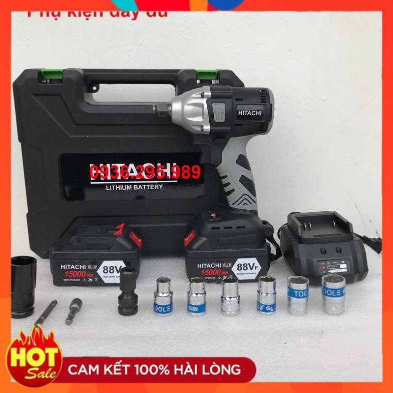 [Hàng Tốt] Máy siết bulong Hitachi nkhoong chổi than tặng kèm bộ phụ kiện
