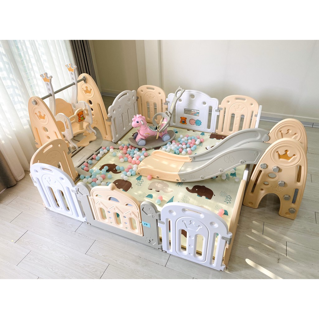 BỘ QUÂY BÓNG 1m8 x 2m + Cầu trượt, bóng rổ + Xích đu Hola CHÍNH HÃNG
