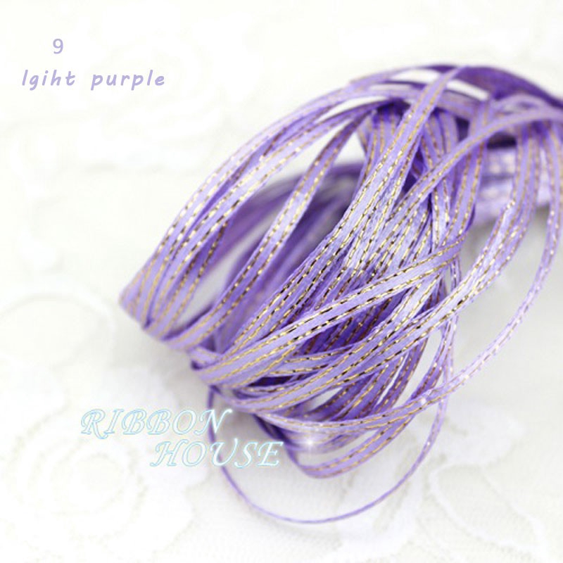 Dây ruy băng satin viền vàng 1/8 inch 3mm 40m /lô