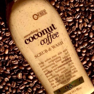SỮA TẮM TẨY TẾ BÀO CHẾ BODY DỪA VÀ CÀ PHÊ CAO CẤP MỸ - OGX SMOOTHING+ COCONUT COFFEE BODY SCRUB & WASH