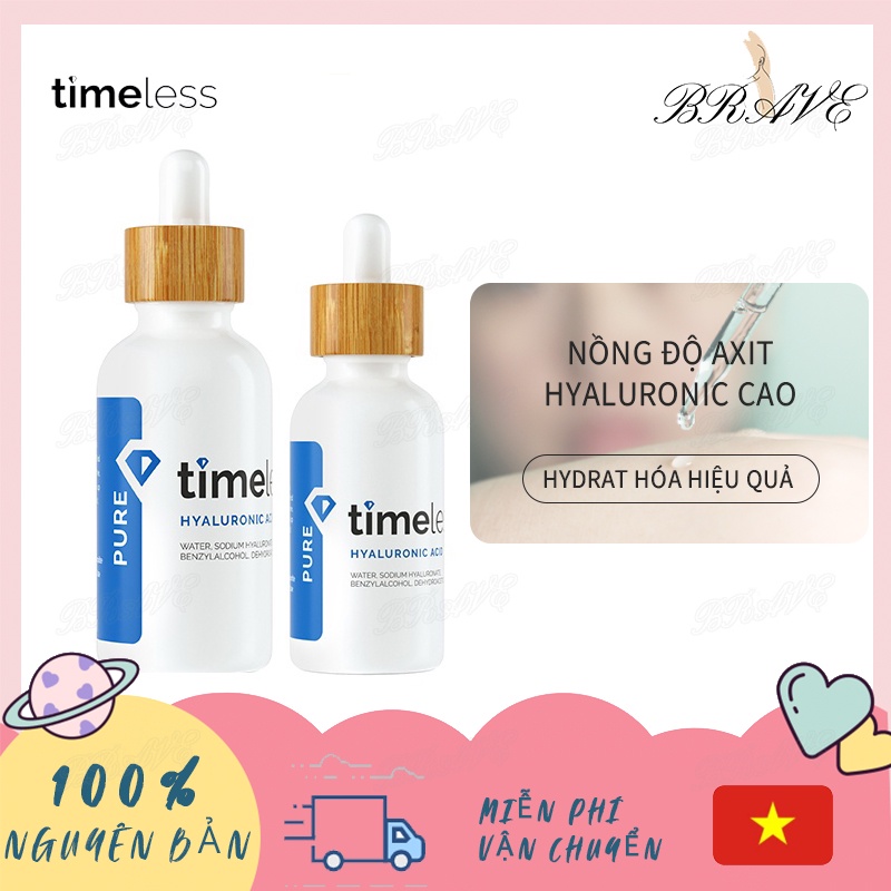 Serum HA Timeless Hyaluronic Acid 100% Pure Cấp Nước Chuyên Sâu, Mịn Da 30ml / 60ml