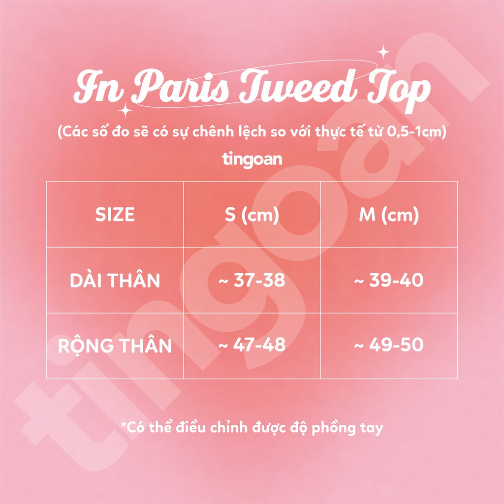 Áo tweed croptop dài tay phối ozganza trắng vai bồng nude tingoan IN PARIS TWEED TOP/BL | BigBuy360 - bigbuy360.vn