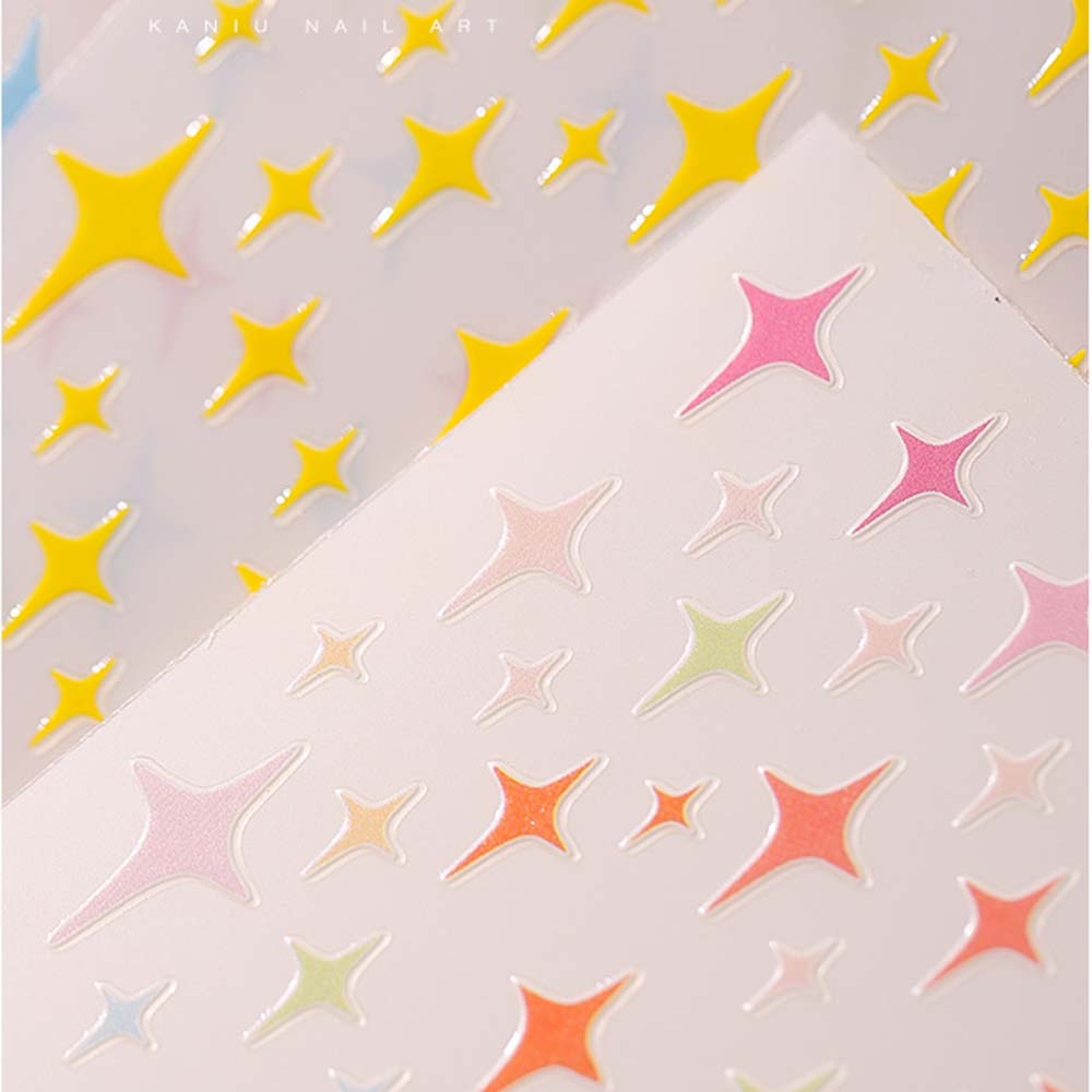[Hàng mới về] Hình Dán Móng Tay Trang Trí Nghệ Thuật Họa Tiết Ngôi Sao 3D Nhiều Màu Sắc