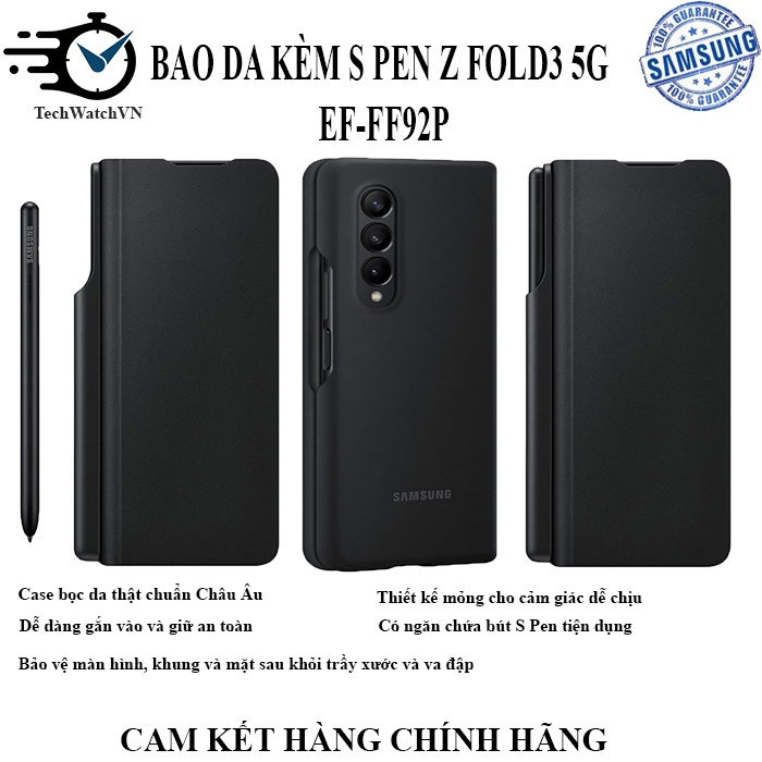  Bao da Samsung Galaxy Z Fold 3 Flip Cover S Pen ( EF-FF92P )- Hàng chính hãng