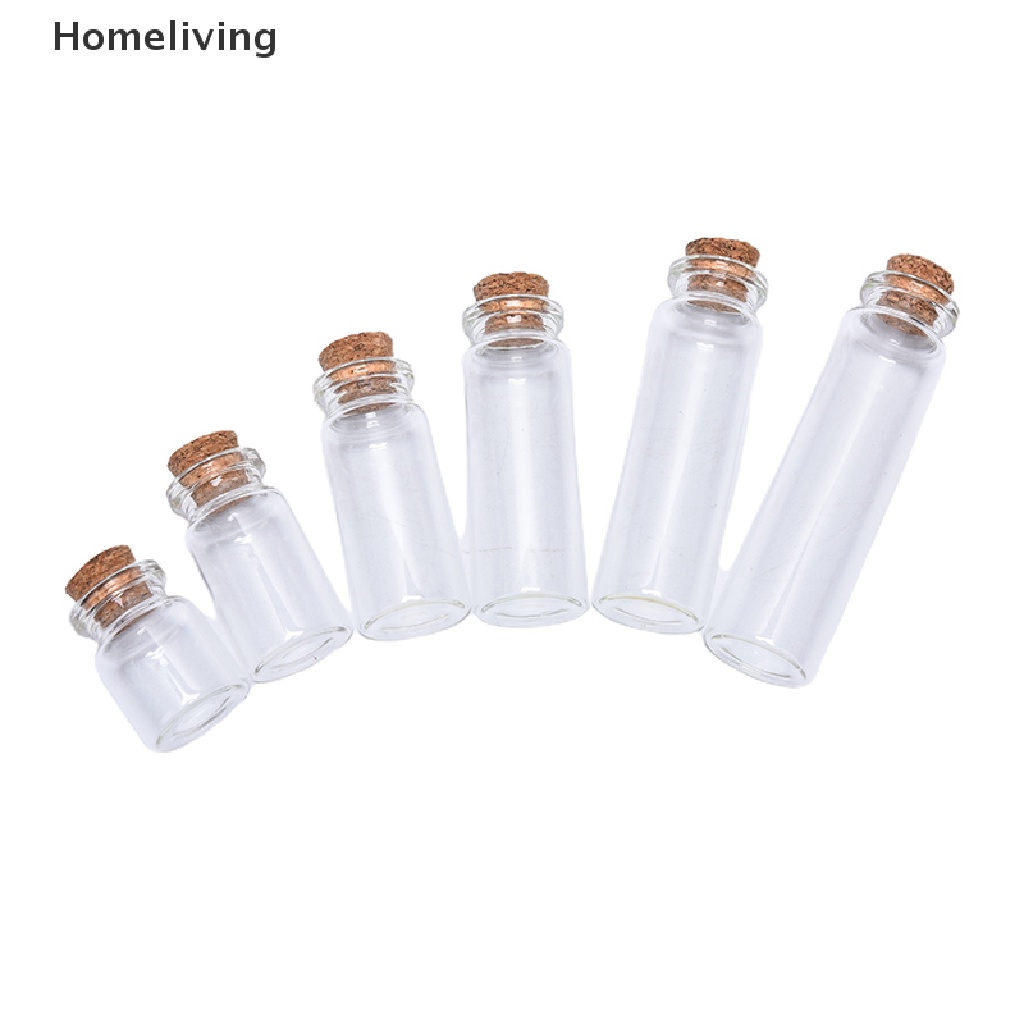 Set 10 Chai Thủy Tinh Mini Có Nút Bần Dùng Trang Trí Đám Cưới