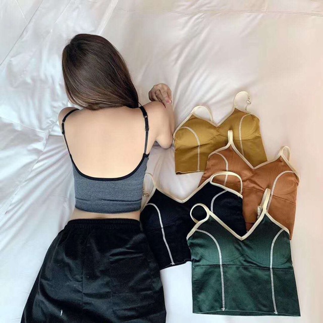 HOT HIT- ÁO BRA KHOÉT LƯNG SÂU CROPTOP TẠO EO( CÓ ĐỆM NGỰC)