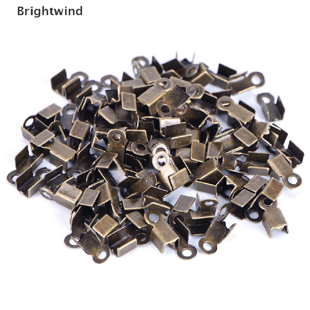 [Brightwind] 100PCS End Caps Clasps Leather Cord Crimp Bead Connectors DIY Jewelry Findings Hot Sell