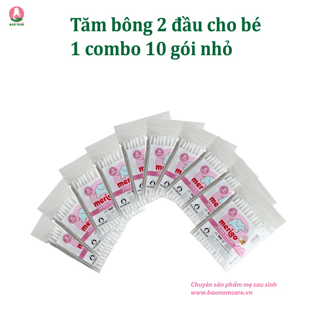 Tăm bông merigo cho bé 10 bao nhỏ