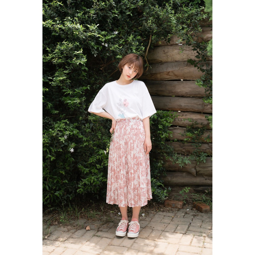 Chân váy xếp ly dài nữ MADELEN vải chiffon họa tiết hoa vintage | BigBuy360 - bigbuy360.vn