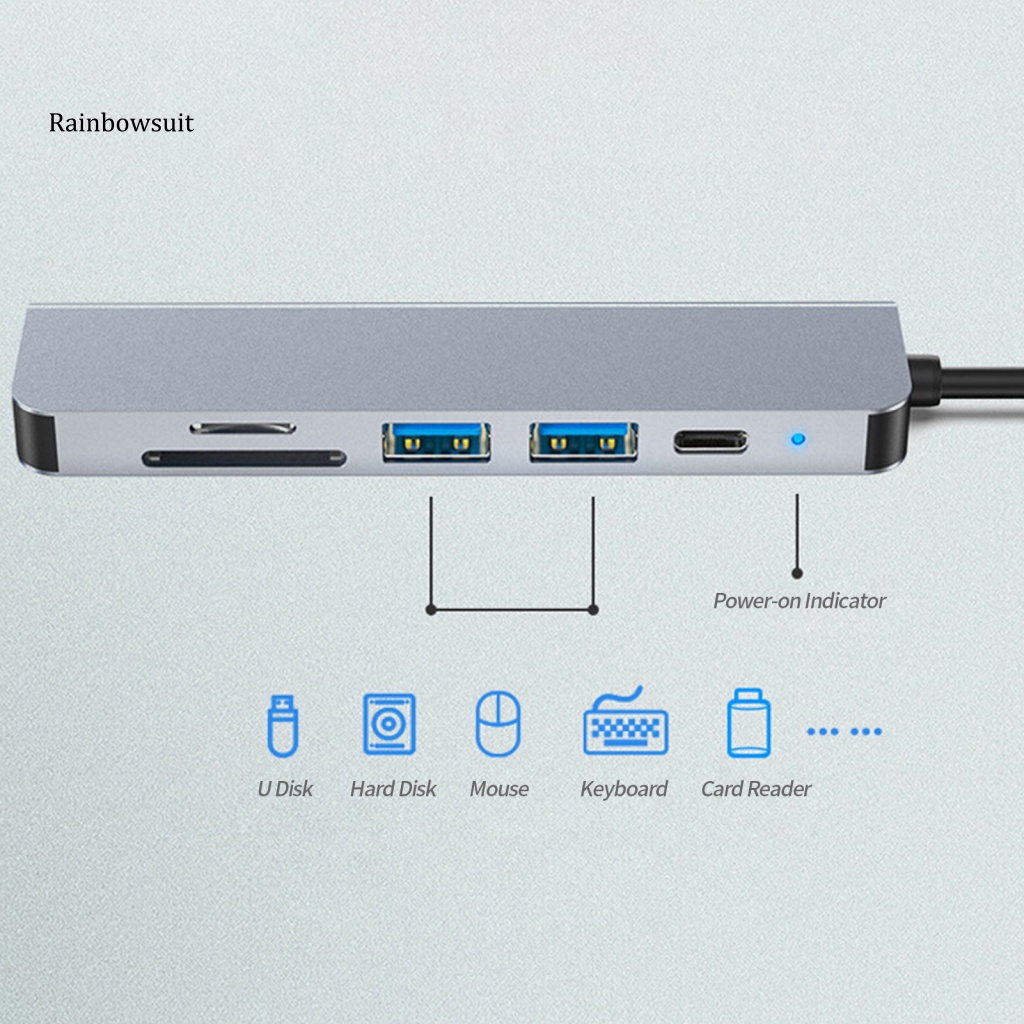 Hub Chia Cổng Type-C HDMI 4K USB3.0 6 Trong 1 Tiện Dụng