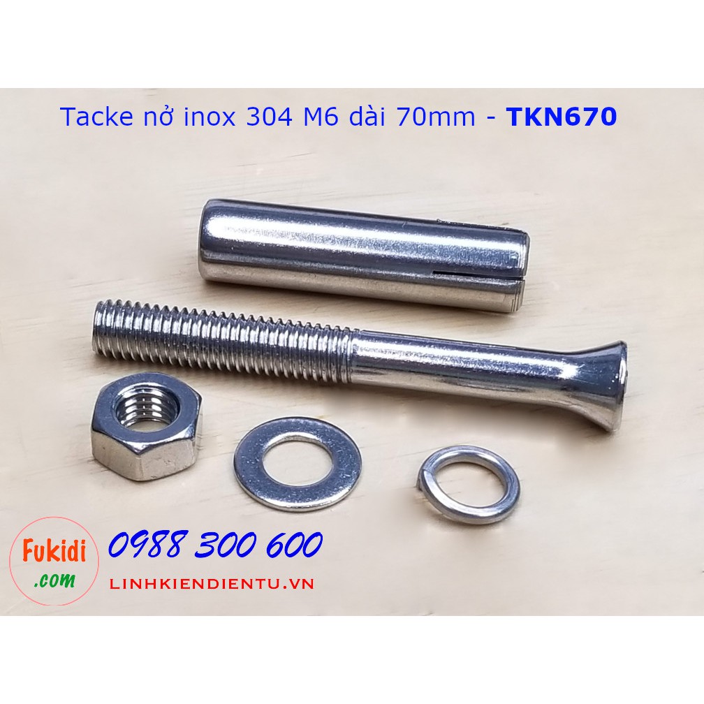 4 cái tắc kê nở, bu lông nở inox 304 M6, M8 chiều dài 70mm dùng gắn móc treo xích đu, móc treo ghế  - TKN670, TKN870