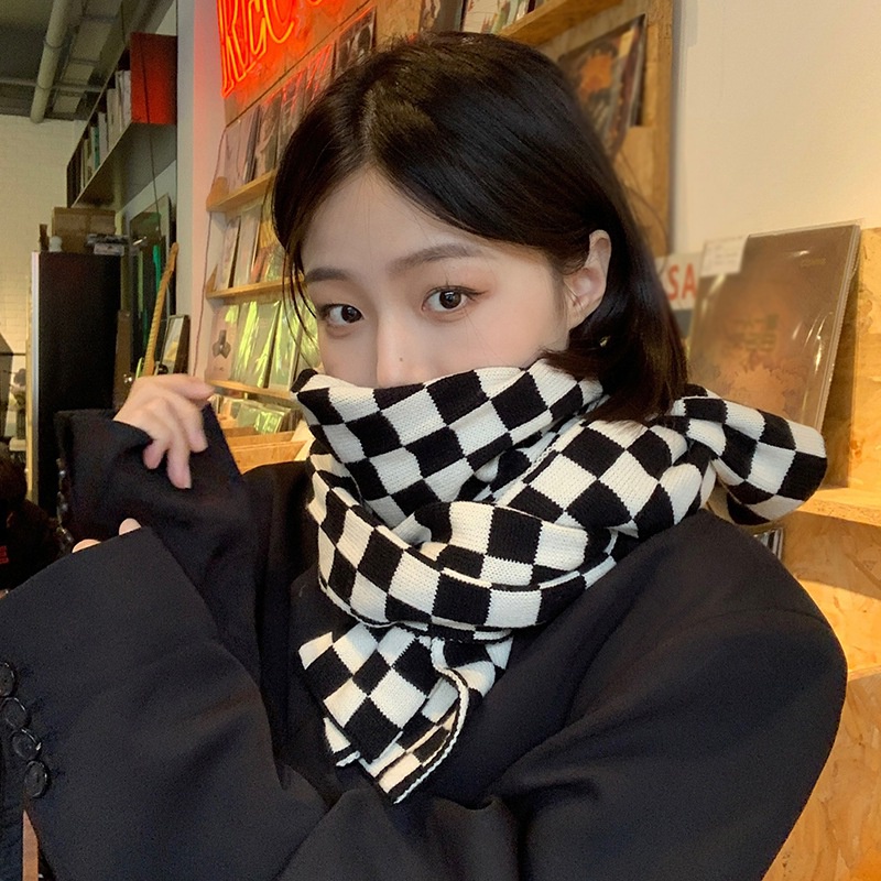 Khăn choàng cổ dệt kim kẻ sọc mềm mại giữ ấm mùa thu đông cho nam và nữ